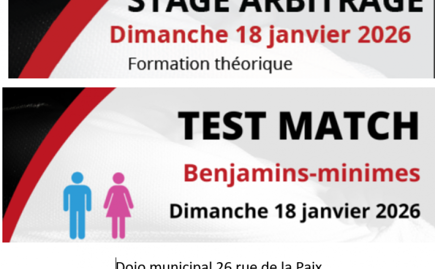 18 janvier 2026 - Stage Arbitrage et Tests Matchs Benjamins Minimes